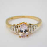 10ct Yellow Gold, 1.9ct Kunzite & White Zircon Dress Ring Vintage Birmingham