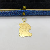 9ct Yellow Gold Cartoon Bunny Rabbit 2D Charm Pendant Vintage 1983 London