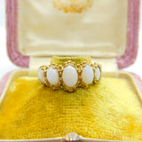 9ct Yellow Gold & Five-Stone Fire Opal Boat Ring Vintage c1970 Birmingham