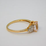 10ct Yellow Gold, 1.9ct Kunzite & White Zircon Dress Ring Vintage Birmingham
