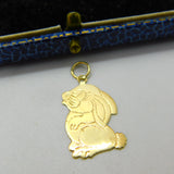 9ct Yellow Gold Cartoon Bunny Rabbit 2D Charm Pendant Vintage 1983 London