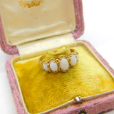 9ct Yellow Gold & Five-Stone Fire Opal Boat Ring Vintage c1970 Birmingham