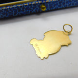 9ct Yellow Gold Cartoon Bunny Rabbit 2D Charm Pendant Vintage 1983 London