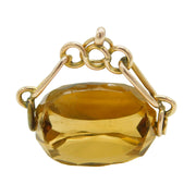 9ct Yellow Gold Mounted Faceted Citrine Spinner Fob Antique 1920 Chester