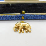 9ct Yellow Gold Walking Elephant Fun Charm or Pendant Vintage c1970