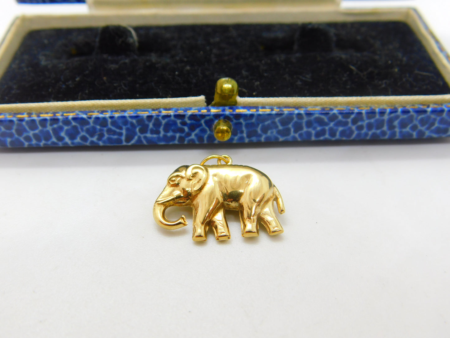 9ct Yellow Gold Walking Elephant Fun Charm or Pendant Vintage c1970