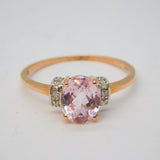 10ct Rose Gold, 2.5ct Kunzite & Diamond Dress Ring Vintage Birmingham