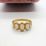 9ct Yellow Gold & Five-Stone Fire Opal Boat Ring Vintage c1970 Birmingham