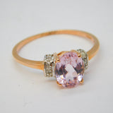 10ct Rose Gold, 2.5ct Kunzite & Diamond Dress Ring Vintage Birmingham