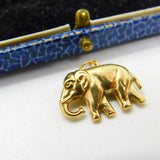 9ct Yellow Gold Walking Elephant Fun Charm or Pendant Vintage c1970