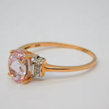 10ct Rose Gold, 2.5ct Kunzite & Diamond Dress Ring Vintage Birmingham
