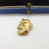9ct Yellow Gold Walking Elephant Fun Charm or Pendant Vintage c1970