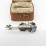 Edwardian Sterling Silver Montrose Agate Scottish Violin Brooch 1908 Antique
