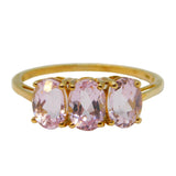 10ct Yellow Gold Three-Stone Kunzite Gold Dress Ring Vintage Birmingham
