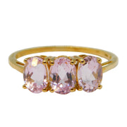 10ct Yellow Gold Three-Stone Kunzite Gold Dress Ring Vintage Birmingham