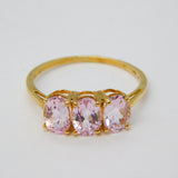 10ct Yellow Gold Three-Stone Kunzite Gold Dress Ring Vintage Birmingham