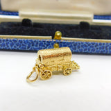 9ct Yellow Gold Opening Travelling Wagon Caravan Charm Vintage 1961 London