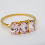 10ct Yellow Gold Three-Stone Kunzite Gold Dress Ring Vintage Birmingham