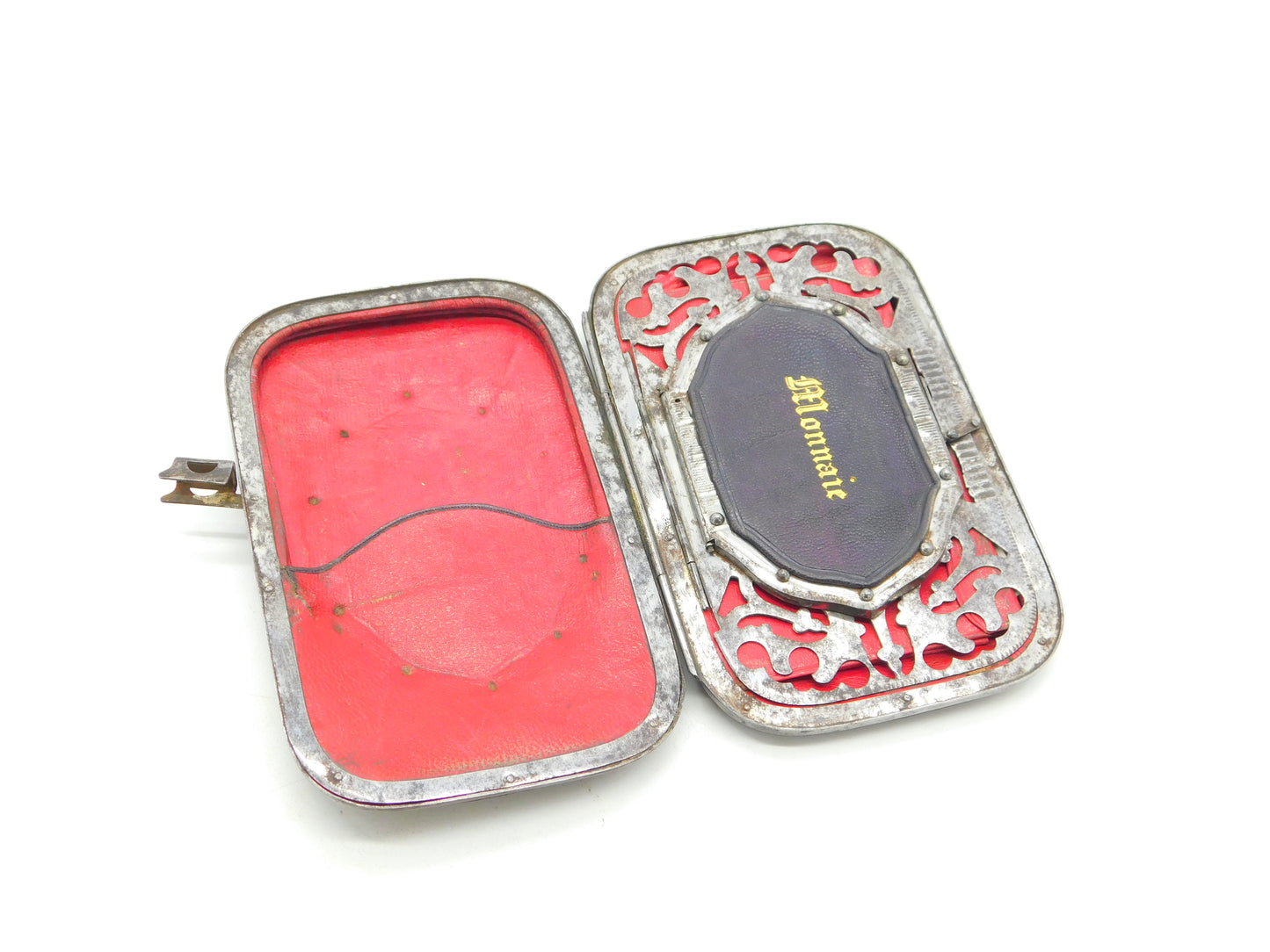 19th Century French Leather & Cut Steel Ladies Multi Compartment Wallet c1840