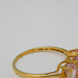10ct Yellow Gold Three-Stone Kunzite Gold Dress Ring Vintage Birmingham