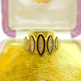 Victorian 18ct Gold, Black Enamel & Rose Cut Diamond Mourning Ring 1871 London