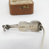 Edwardian Sterling Silver Montrose Agate Scottish Violin Brooch 1908 Antique