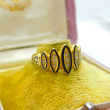 Victorian 18ct Gold, Black Enamel & Rose Cut Diamond Mourning Ring 1871 London