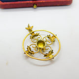 Edwardian 9ct Yellow Gold & Citrine Set Lavalier Drop Pendant Antique c1910