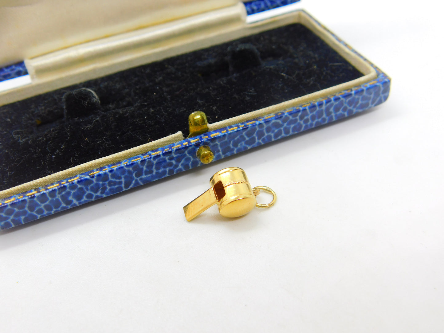 21ct Yellow Gold Working Miniature Whistle Charm or Pendant Vintage c1970