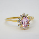 10ct Yellow Gold, Kunzite & Zircon Set Cluster Ring Vintage Birmingham