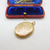 Victorian 9ct Yellow Gold Back & Front Floral Pattern Locket Pendant Antique