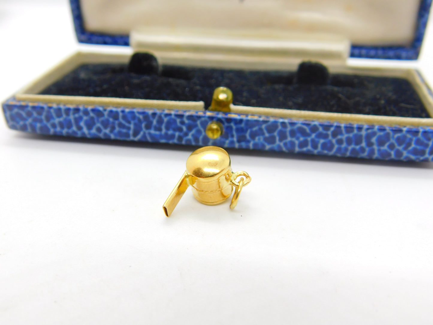 21ct Yellow Gold Working Miniature Whistle Charm or Pendant Vintage c1970