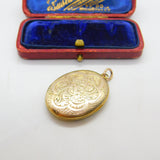 Victorian 9ct Yellow Gold Back & Front Floral Pattern Locket Pendant Antique