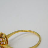 10ct Yellow Gold, Kunzite & Zircon Set Cluster Ring Vintage Birmingham