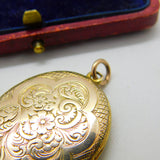 Victorian 9ct Yellow Gold Back & Front Floral Pattern Locket Pendant Antique