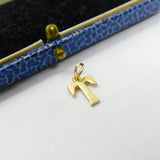 9ct Yellow Gold 'T' Initial Small Charm or Pendant Vintage c1970