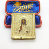 Victorian Russian .84 Silver Gilt Hand Painted Religious Orthodox Icon c1860