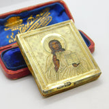 Victorian Russian .84 Silver Gilt Hand Painted Religious Orthodox Icon c1860