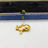 9ct Yellow Gold Bunny Rabbit or Hare Charm Pendant Vintage c1970