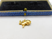 9ct Yellow Gold Bunny Rabbit or Hare Charm Pendant Vintage c1970