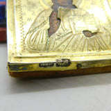 Victorian Russian .84 Silver Gilt Hand Painted Religious Orthodox Icon c1860
