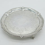 George III Sterling Silver Floral Pattern Salver Dish Antique 1777 London
