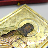 Victorian Russian .84 Silver Gilt Hand Painted Religious Orthodox Icon c1860