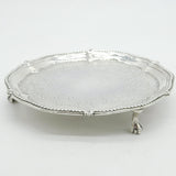 George III Sterling Silver Floral Pattern Salver Dish Antique 1777 London