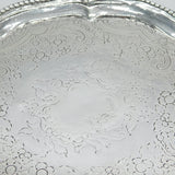George III Sterling Silver Floral Pattern Salver Dish Antique 1777 London