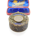 Victorian Gilt Metal, Enamel & Hair Locket Trinket Box 'Countess De La Warr's' Antique 1870