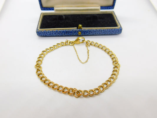 9ct Yellow Gold Double Curb Link Charm Bracelet Vintage 1989 Birmingham