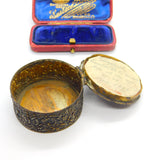Victorian Gilt Metal, Enamel & Hair Locket Trinket Box 'Countess De La Warr's' Antique 1870