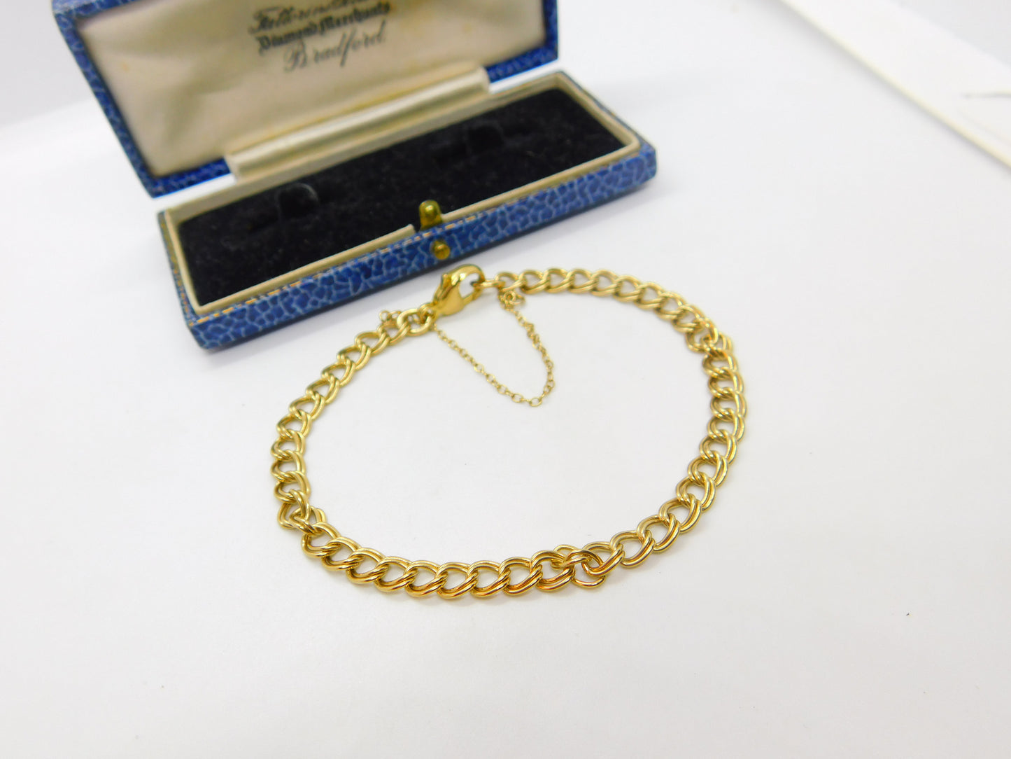 9ct Yellow Gold Double Curb Link Charm Bracelet Vintage 1989 Birmingham