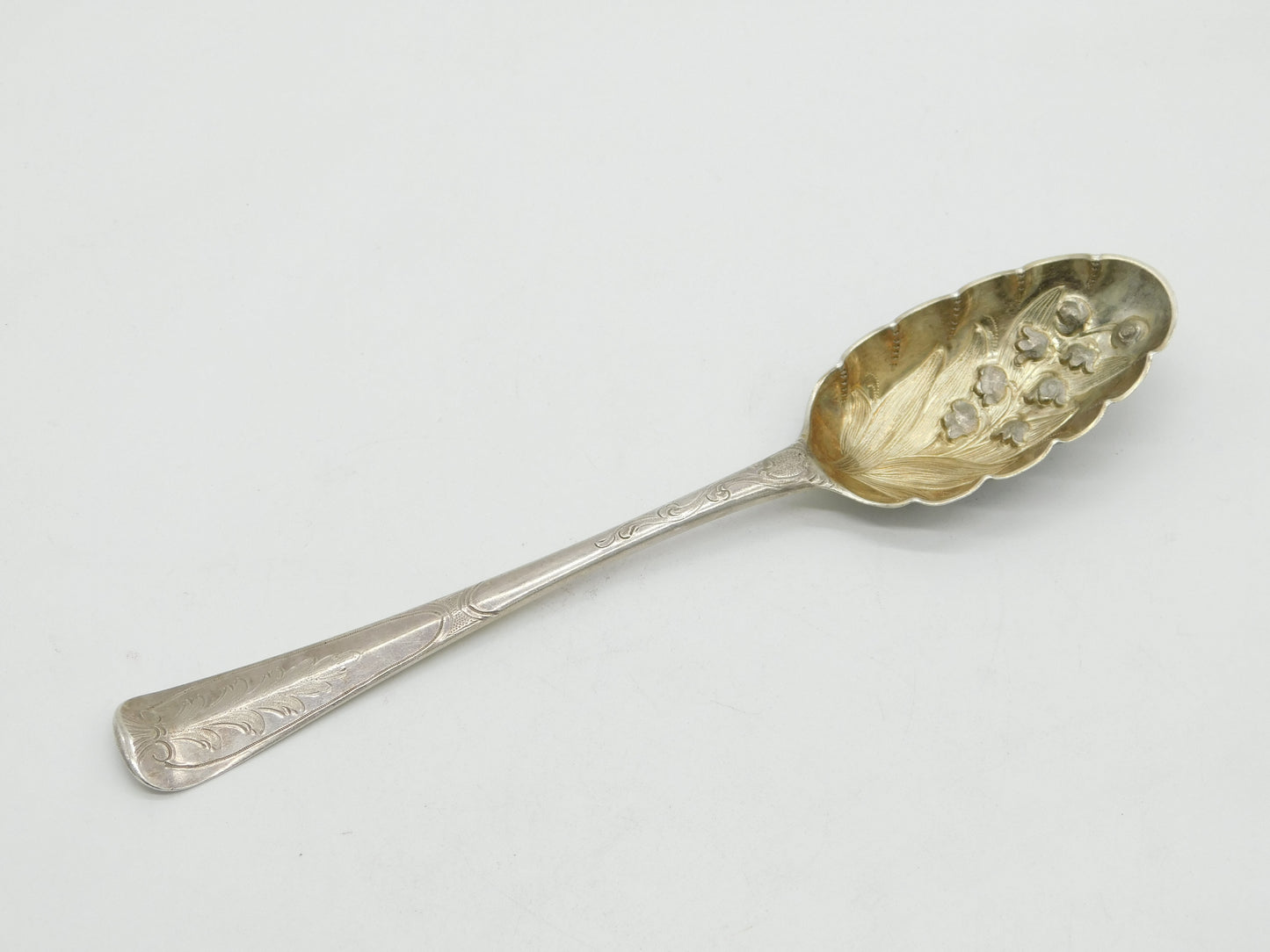 George III Irish Sterling Silver Berry Pattern Dessert Spoon 1761 Dublin Antique